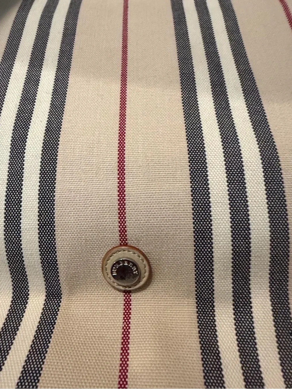 Burberry Beige Striped Baby Messenger Bag with Navy & Red Accents